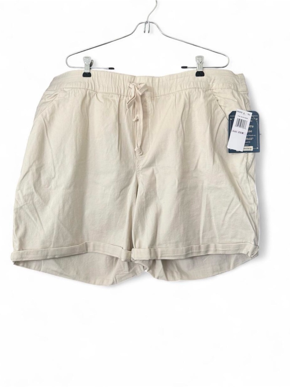 Democracy Cream High-Rise Drawstring Cotton Shorts